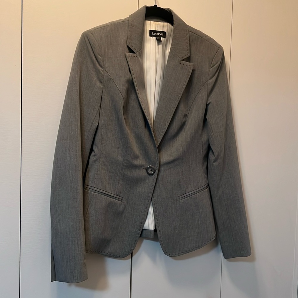 Bebe Grey Whip-stitched Blazer